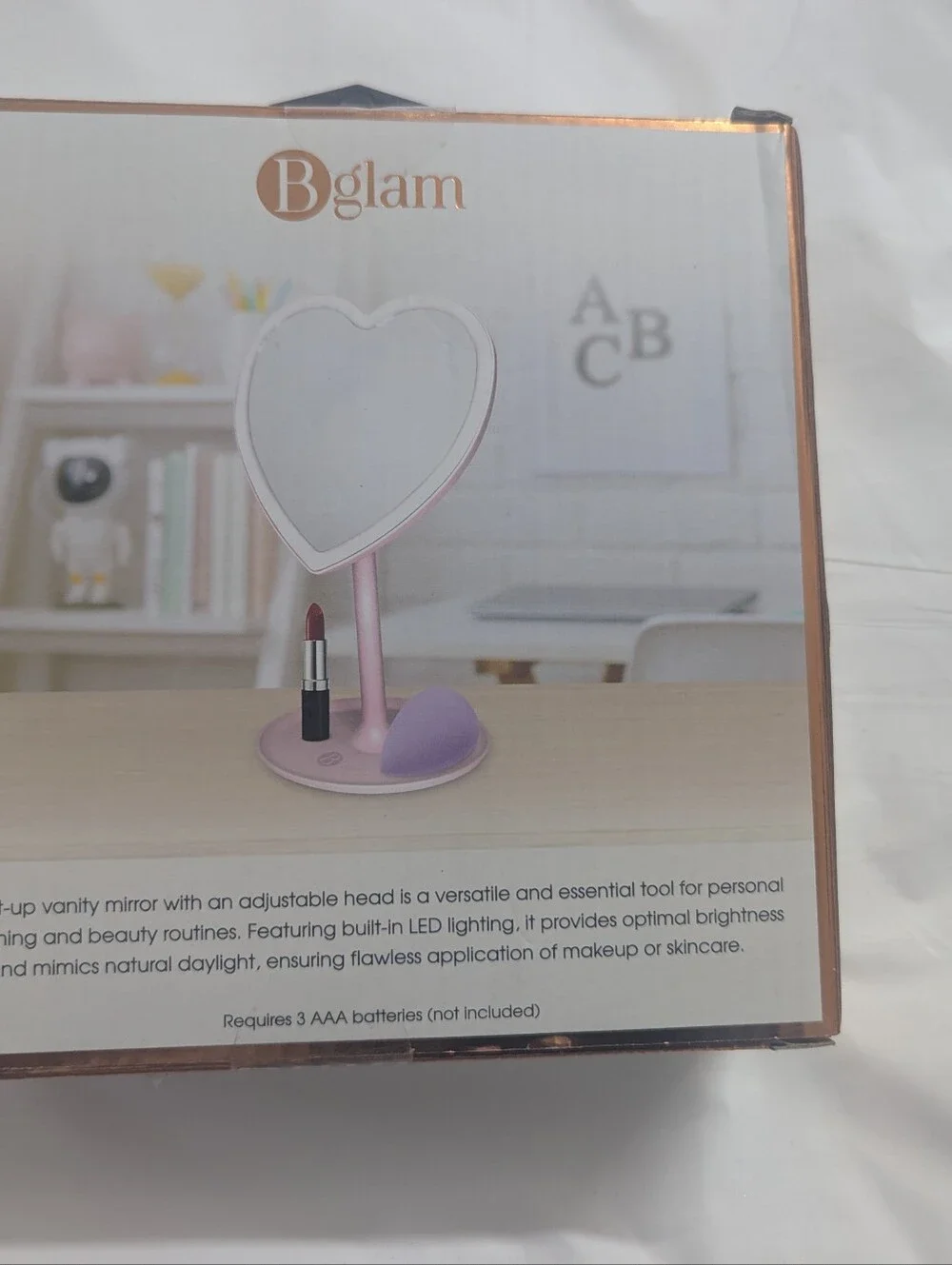 glam Pink Heart-Shaped Lighted Vanity Mirror